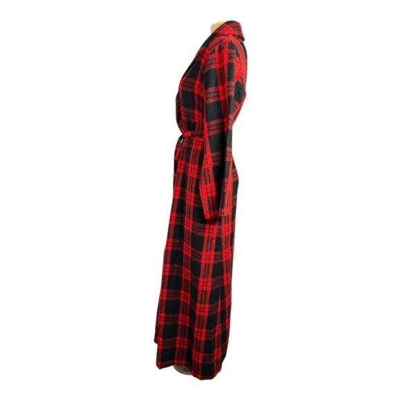 Vintage Michele of Miami Red & Black Buffalo Plaid Robe – Made in USA - Picture 5 of 7